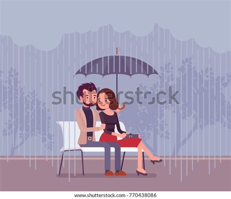 Couple Love Under Umbrella Happy Lovers Stock Vector Royalty Free 770438086