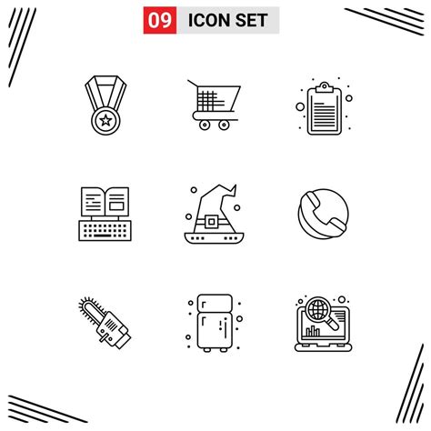 Set Of Vector Outlines On Grid For Ecommerce Magic Note Halloween