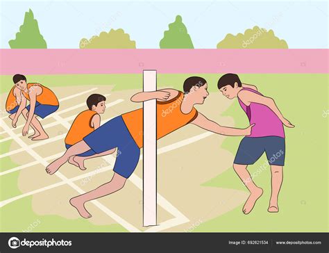 vector illustration boys playing indian game kho kho stock vector