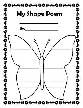 Shape Poem Template - Butterfly by Lesson Plans with Purpose | TpT