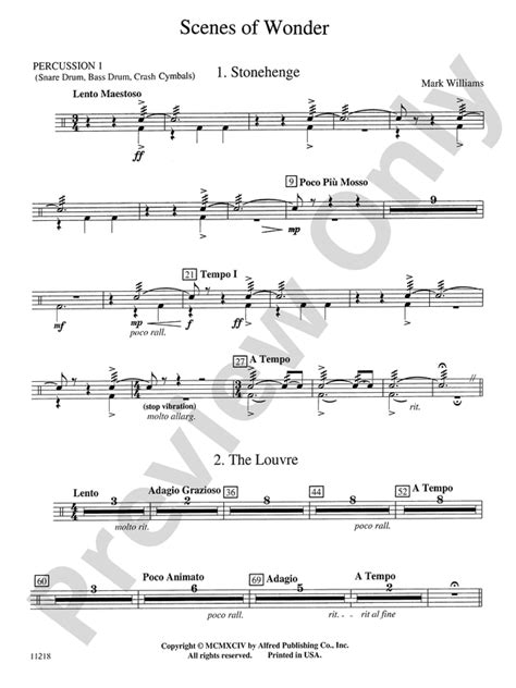 Scenes of Wonder: 1st Percussion: 1st Percussion Part - Digital Sheet ...