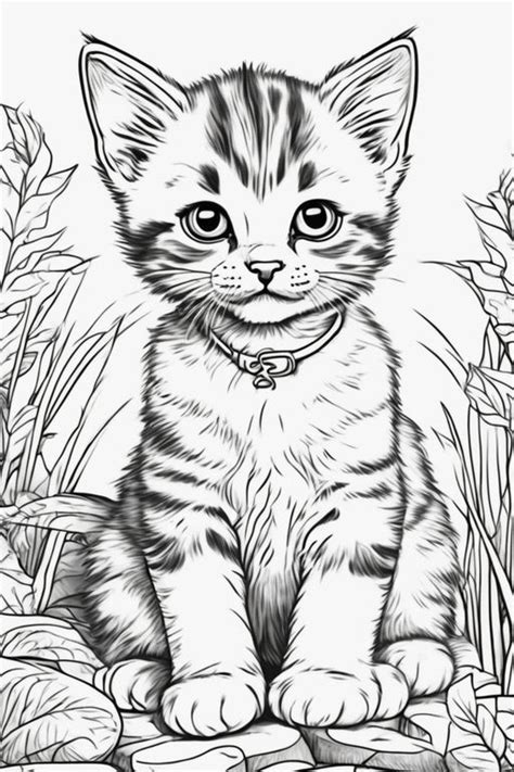 Realistic Kitten Coloring Page