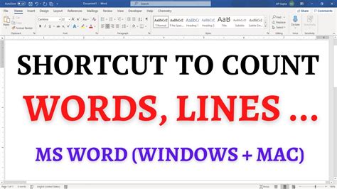 How To Quickly Count Words In Microsoft Word Keyboard Shortcut Windows And Mac Youtube