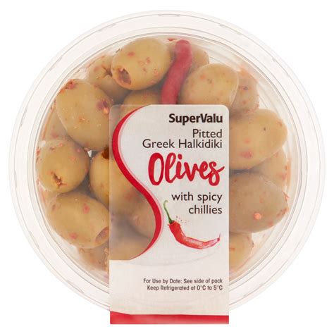 SuperValu Pitted Greek Halkidiki Olives With Spicy Chillies 150 G