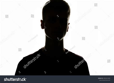 Upper Body Man Silhouette White Background Stock Photo