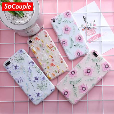 Socouple plantas adoráveis capa de telefone tpu macio para iphone 7