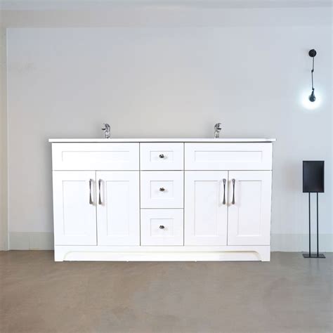 PANSY White 60 DOUBLE SINK 4 DOOR 3 DRAWER Premium Vanity Canada