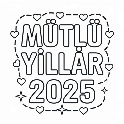 Resim Mutlu Yıllar 2025 temel Boyama Sayfası Boyama Online