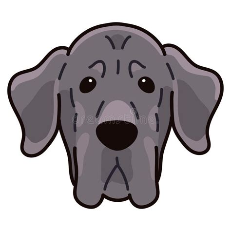 Simple And Adorable Great Dane Illustration Front Face Stock Vector