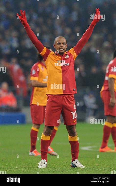 Galatasaray's Felipe Melo cheers after the UEFA Champions League round ...