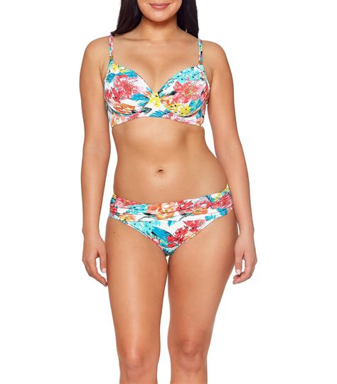 Bleu Rod Beattie Synthetic Floral Print Underwire Bikini Top In Blue