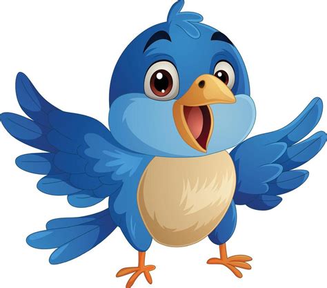 Blue bird cartoon moving on white background 47105548 Vector Art at ...