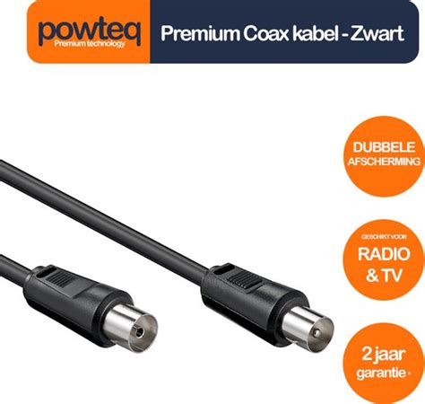 Powteq COAX Kabel Premium Kwaliteit Dubbele Afscherming 20 Meter