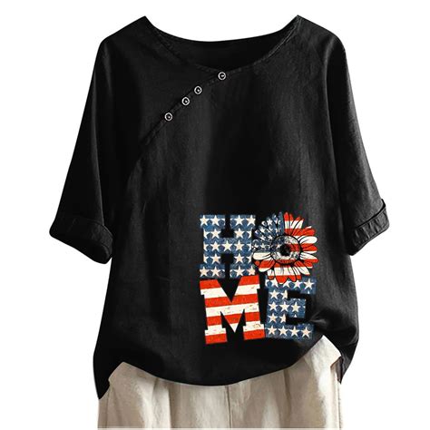 Pmuybhf Female 4 July 3x Womens Tops Plus Size Independence Day Summer