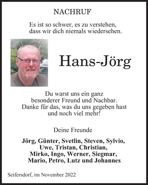 Traueranzeigen Von Hans J Rg Trauer In Thueringen De