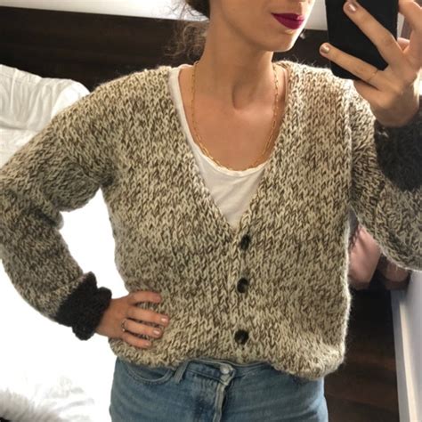 Knitting Pattern The Adelia Modern V Neck Cropped Cardigan Sweater