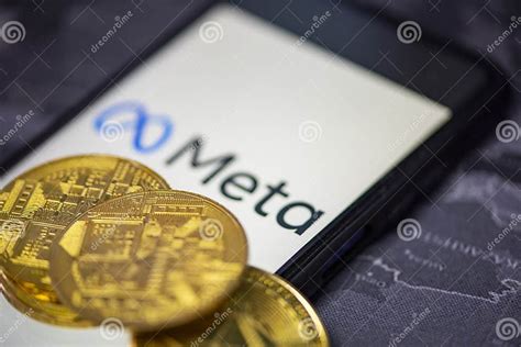 Metaverse Coin Concept Meta On Smartphone Screen With Gold Coin On