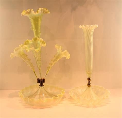 Lot Victorian Green Glass Epergne