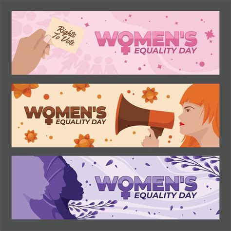 Set Of Woman Equality Day Banner 10755866 Vector Art At Vecteezy