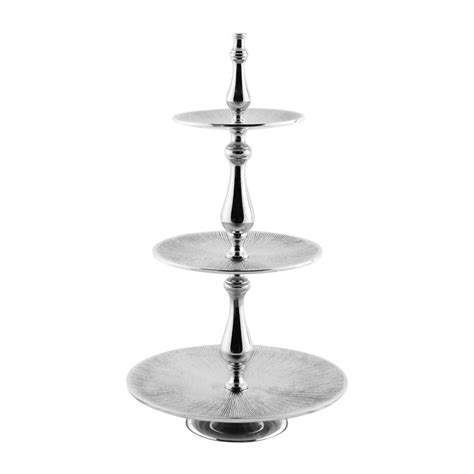 Vague Aluminium Round Tier Stand With Stainless Steel Silver Finish