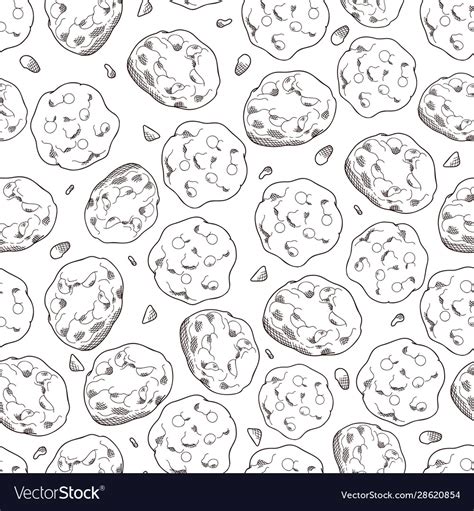 Cookie Seamless Pattern In Hand Drawn Style Vector Image