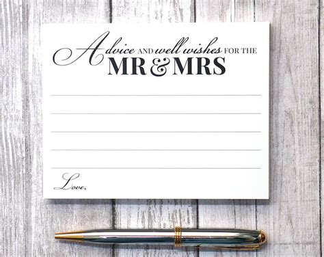 Advice And Well Wishes For The Mr And Mrs Wedding Advice Etsy