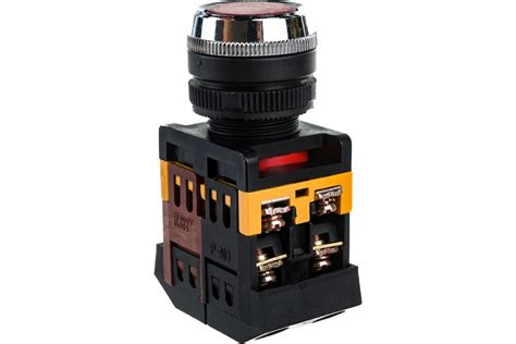 Кнопка ANDELI ABLFS-22 красный, d22мм, P+NO неон 220В/400В артикул ...