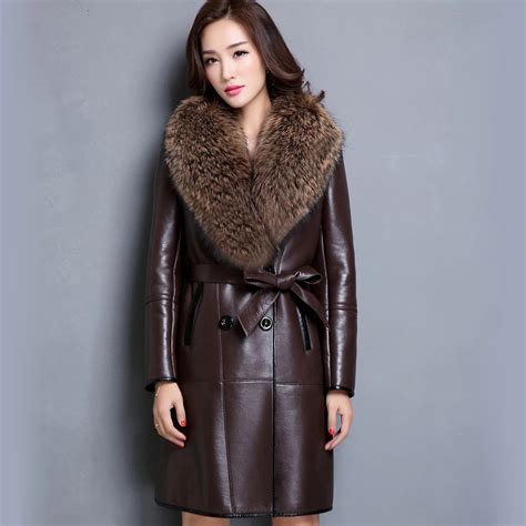 Genuine Sheepskin Coat Women Winter Fur One Piece Leather Jacket Real Fox Fur Collar Female