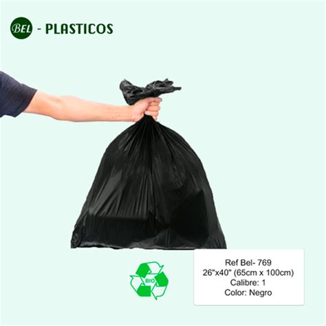 BOLSA NEGRA BIODEGRADABLE 100 UND 26 X40 Cal 1 65cm X 100cm Ref