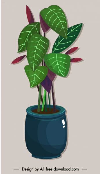 Decorative Plant Pot Painting Shiny Colored Classic Sketch Vectors