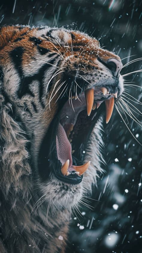 tiger roaring, close-up of tiger face, angry tiger, wildlife ...