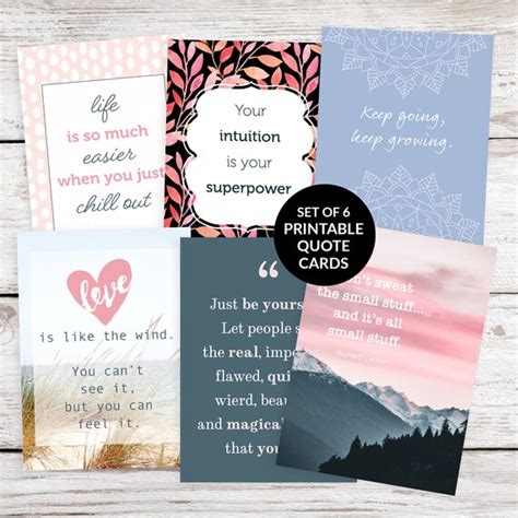 6 Printable Quote Cards Set No 4 Inspirational Quote Cards Bullet