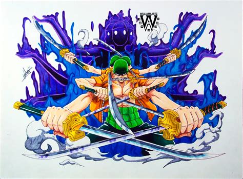 Zoro Roronoa Ashura de One Piece puedes ver el proceso del dibujo aquí