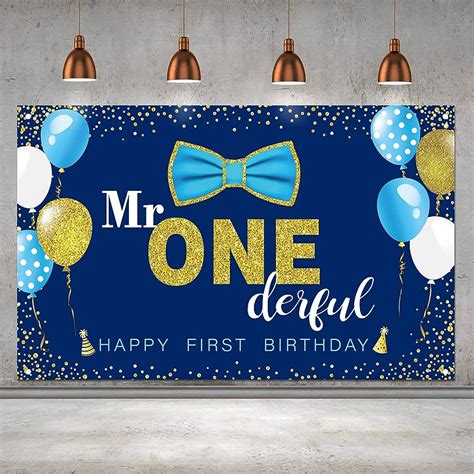 Onederful Birthday Backdrop Banner Large Black Gold Fabric Off