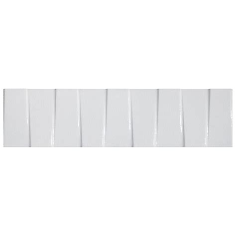 Colorplay Steps White 4 5x18 3D Glossy Crackled Ceramic Tile Tilebar