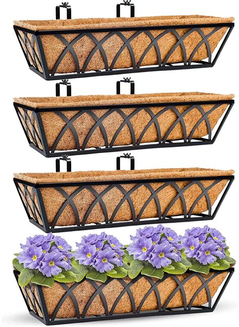 Hfhome 24 Wall Troughs With Coco Liner Wall Mounted Coco Liner Trough Basket Fence Flower