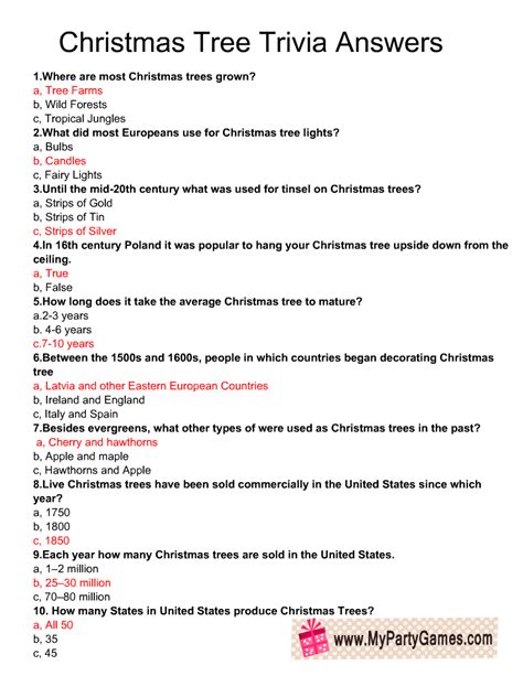 Printable Christmas Trivia Questions And Answers