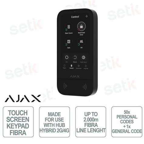 81719 226 BL1 Keypad Fibra Ajax Tastiera Touch Screen Cablata