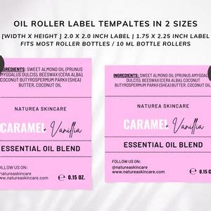 Roller Bottle Label Template Canva Perfume Bottle Roller Label Ml