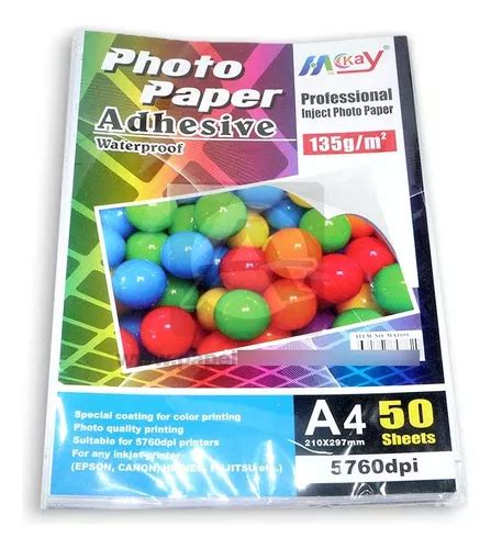 Papel Foto Auto Adhesivo 135 Gr Glossy A4 X 20 Hojas Cuotas sin interés