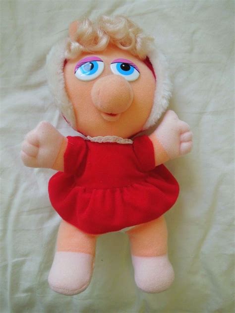 Baby Miss Piggy Doll 11 Plush 1987 Christmas Muppet Henson Red Dress