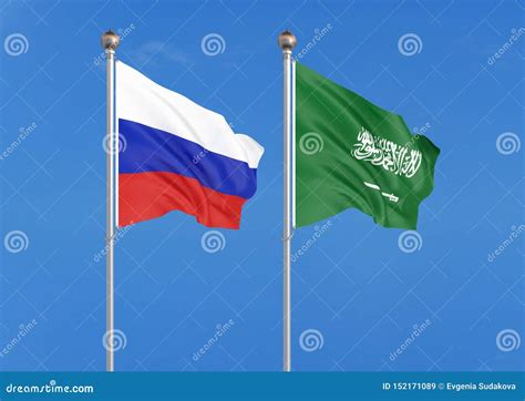 Russia Vs Saudi Arabia Thick Colored Silky Flags Of Russia And Saudi