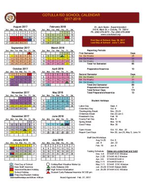 Cotulla Isd Calendar - Fill Online, Printable, Fillable, Blank | pdfFiller