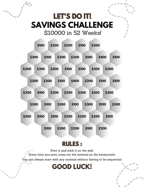 10000 Money Saving Challenge Printable Save 10000 In 26 Etsy