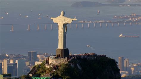 Aerial View Of Christ Redemeer Statue Stock Footage SBV-347755980 ...