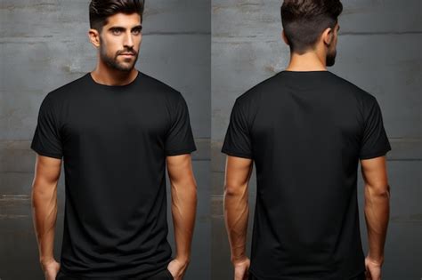 Modelo Masculino Elegante Con Camiseta Bella 3001 Negra Lisa Generada