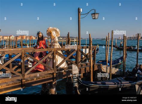 Venice Traditional Carnival Mask And Costumes Venice Italy Stock