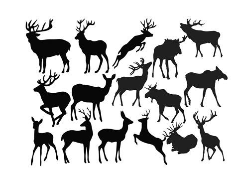 Deer Silhouette Deer Clipart Animal Clip Art Wild Animal | Etsy