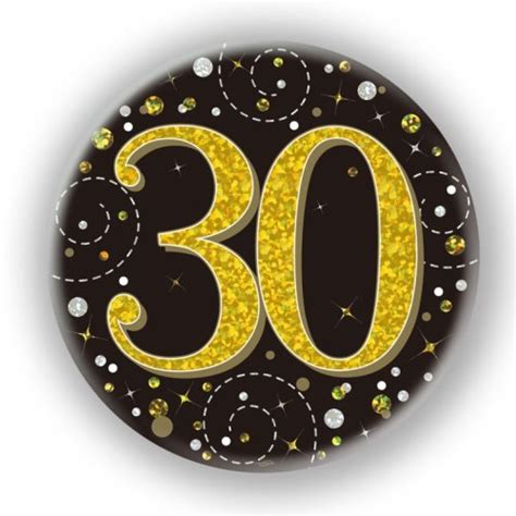 Badge 75mm Sparkling Fizz 30 Black Gold Online Costume Shop