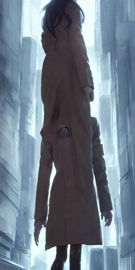 Krea Realistic Render Of A Cyborg Girl Wearing A Long Trench Coat By Ross Draws Futuristic